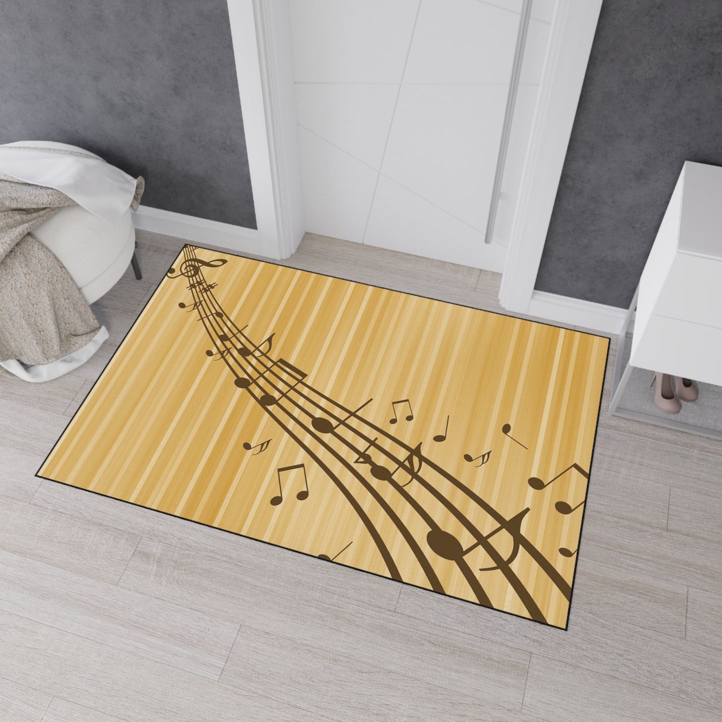 Music Notes Heavy-Duty Floor Mat — Non-Slip Musical Entry/Studio Rug