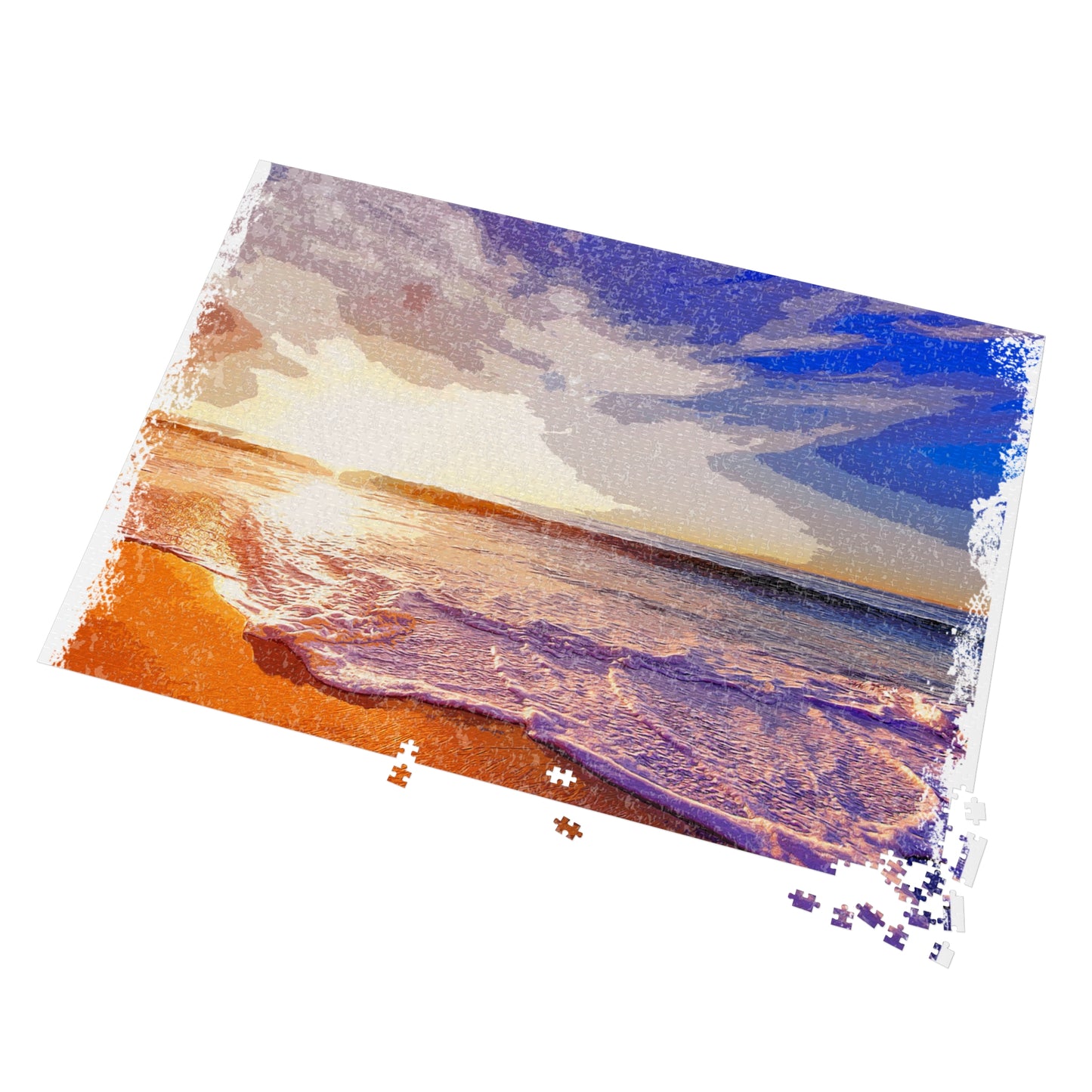 Beach Sunset Jigsaw Puzzle with Tin - Perfect for Family Nights, Gifts, Relaxation, and Home Decor