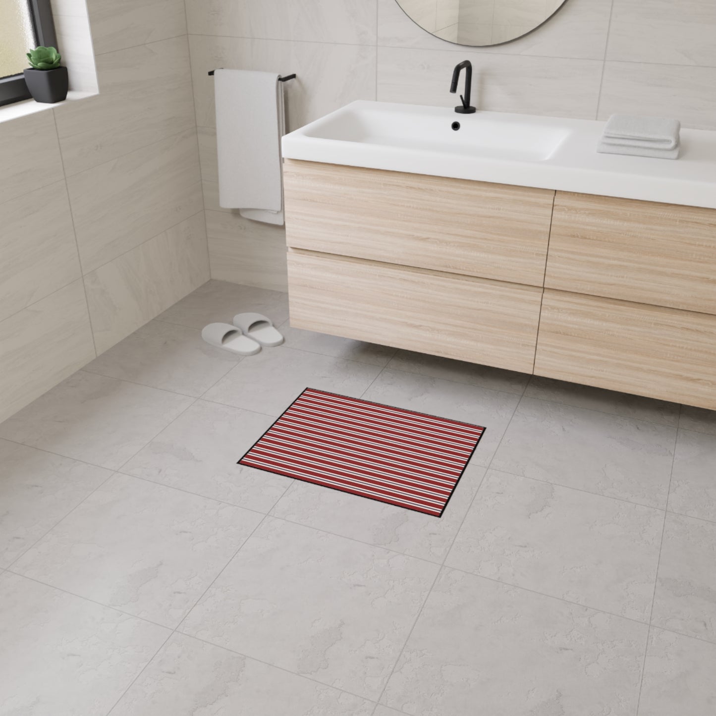Striped Heavy Duty Floor Mat - Red & White Outdoor/Entry Rug