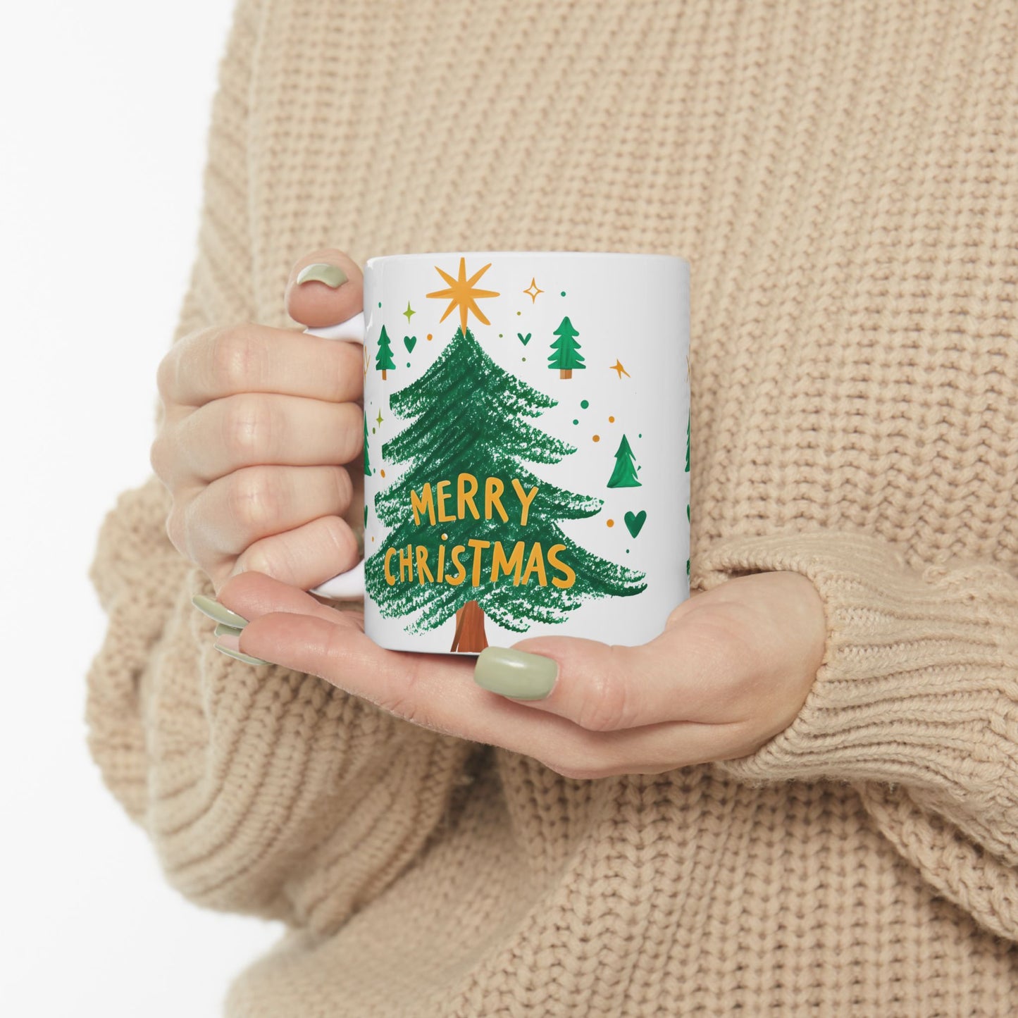 Festive Christmas Ceramic Mug | Holiday Coffee Cup, Hand-painted Design, Gift for Him, Her, Family, Friends, Winter Wonderland