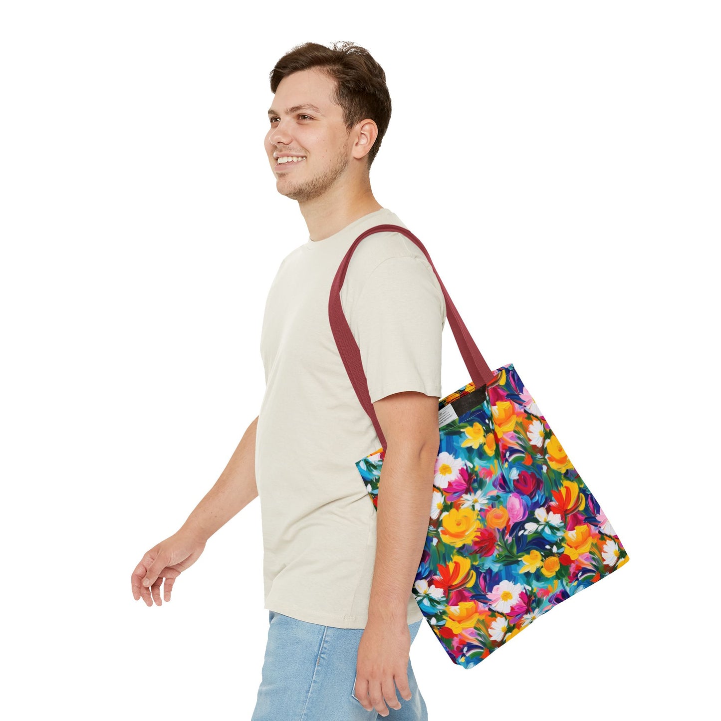 Colorful Floral Tote Bag — Vibrant All-Over Print Shopper