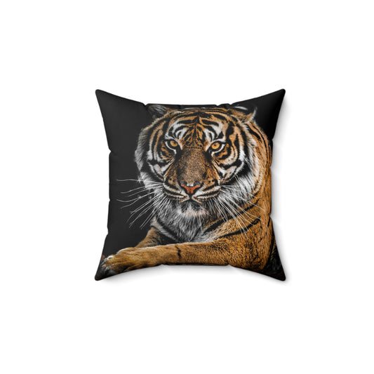 Majestic Tiger Square Pillow | Animal Art Decor, Living Room Cushion, Wildlife Home Accent, Nature Lover Gift, Tiger Lover Decor