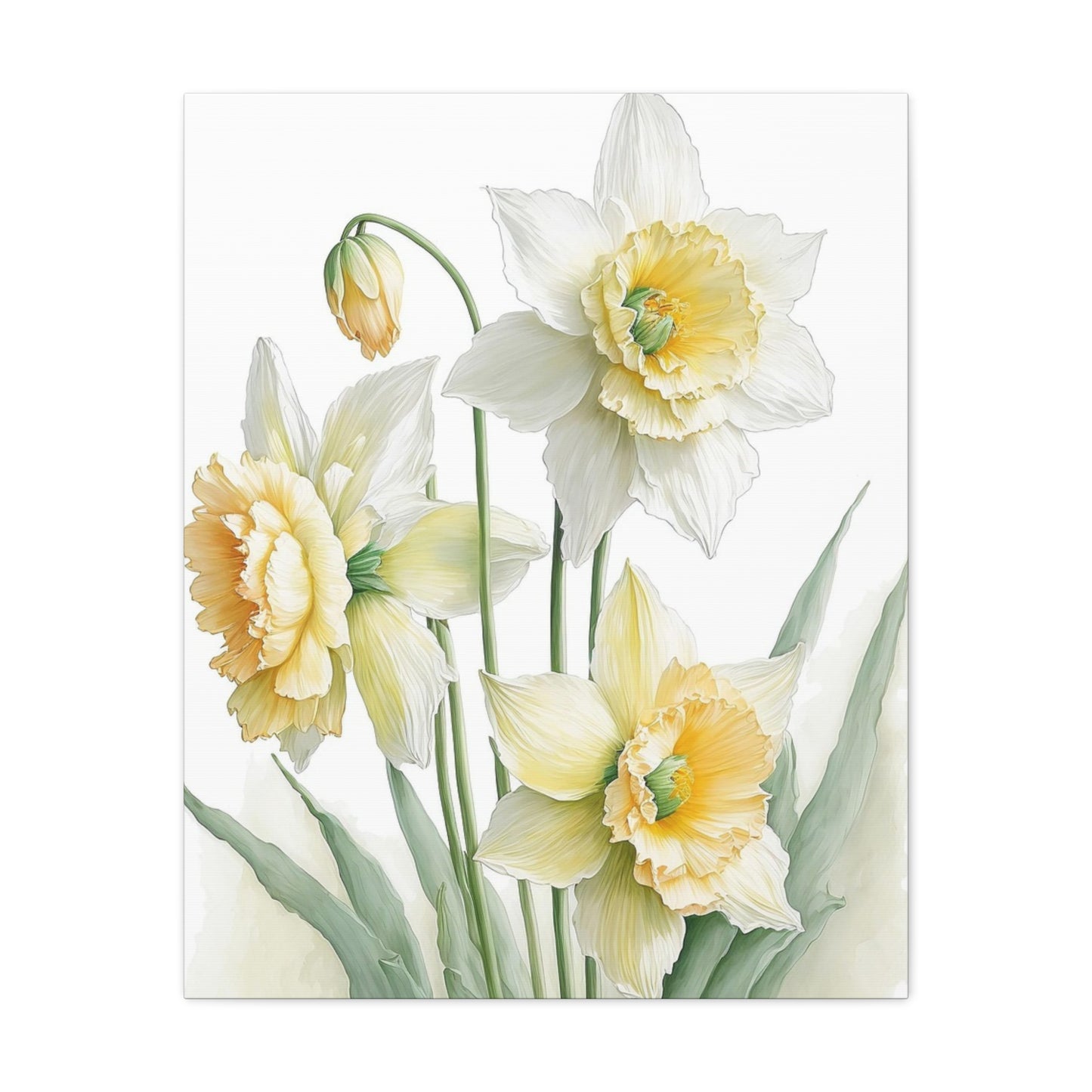 Matte Canvas, Stretched, 1.25" beautiful flowers white and yellow.
