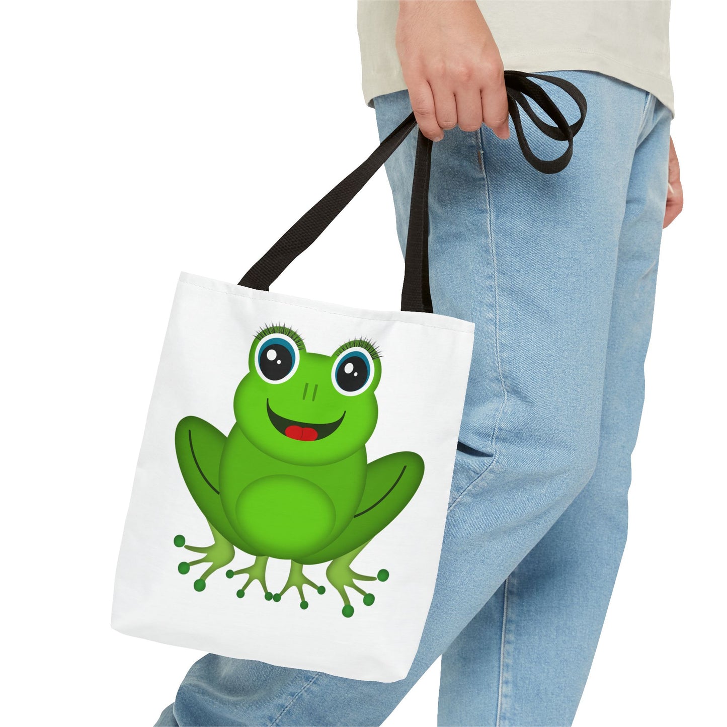 Cute Frog Tote Bag, Eco-Friendly Shopping Bag, Fun Gift for Kids, Frog Lovers, Bag for Nature Outings, Unique Frog Design