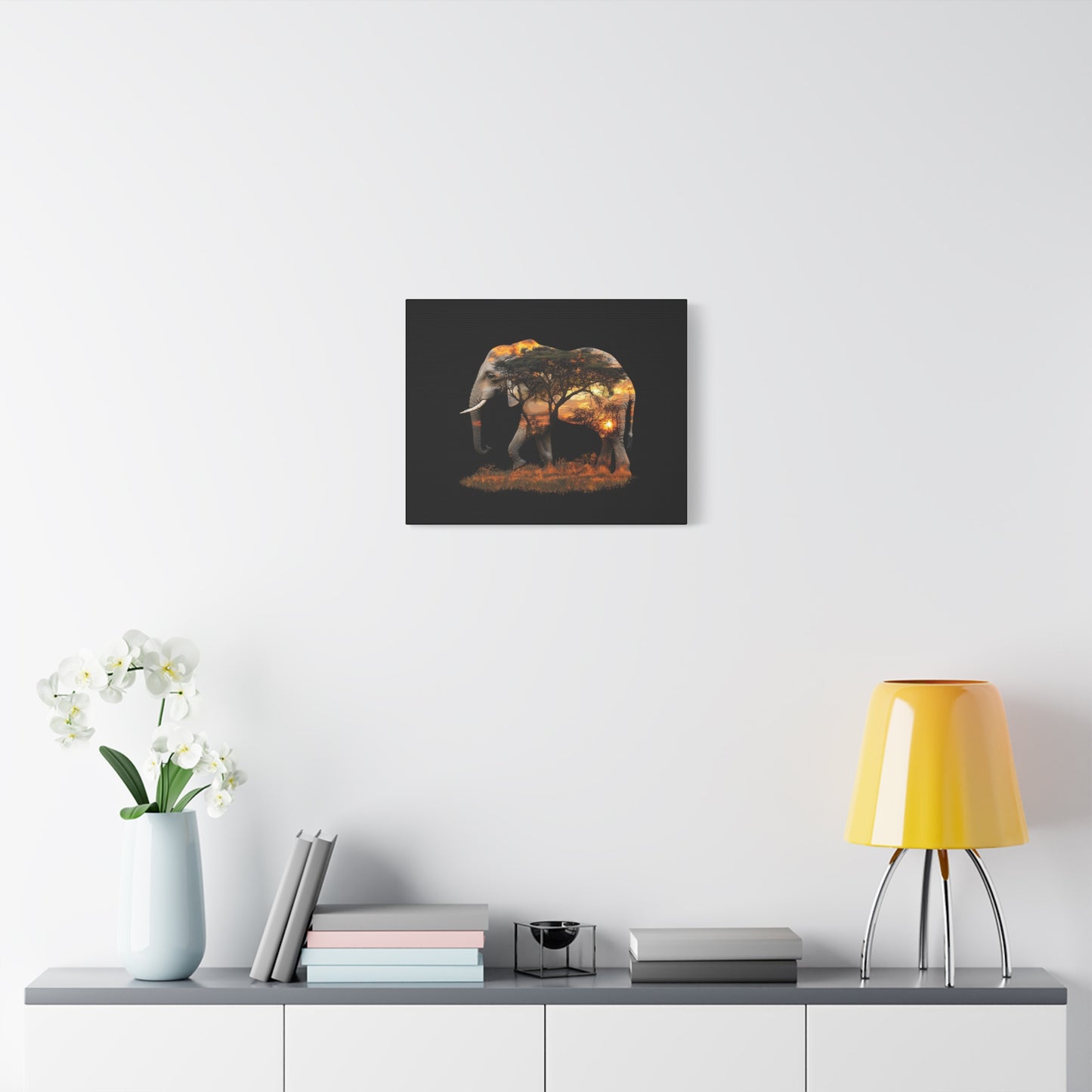 Elephant Tree Matte Canvas Art, Nature Wall Decor, Wildlife Home Decoration, Gift for Animal Lovers, Boho Living Room Accent