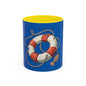 Lifesaver Accent Coffee Mug - Nautical Gift, Beach Decor, Sailor's Coffee Cup, Ocean Lover Mug, Summer Vibes