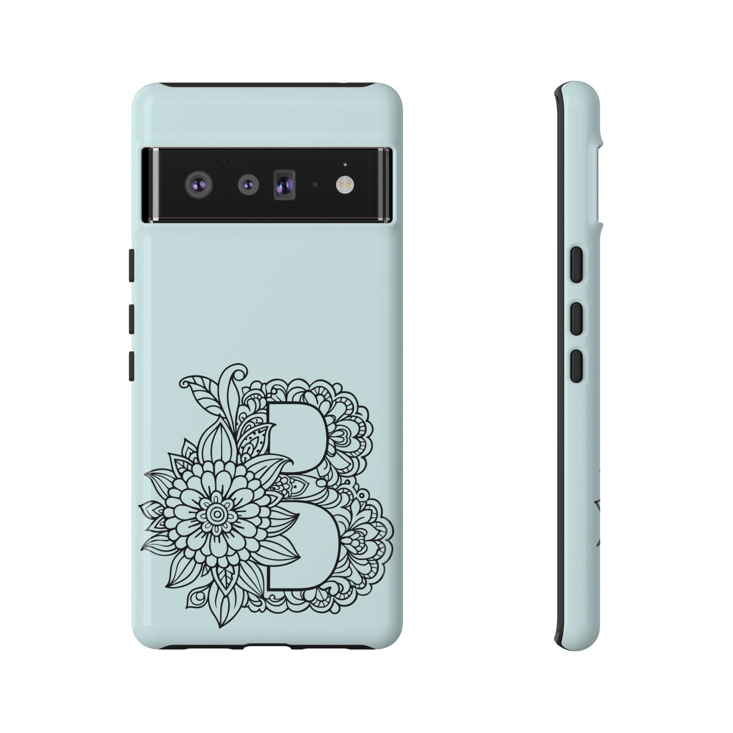 Personalized Tough Phone Case- Letter B, Floral Monogram Cell Phone Cover, Custom Protective Case, Unique Gift, Birthday, Graduation