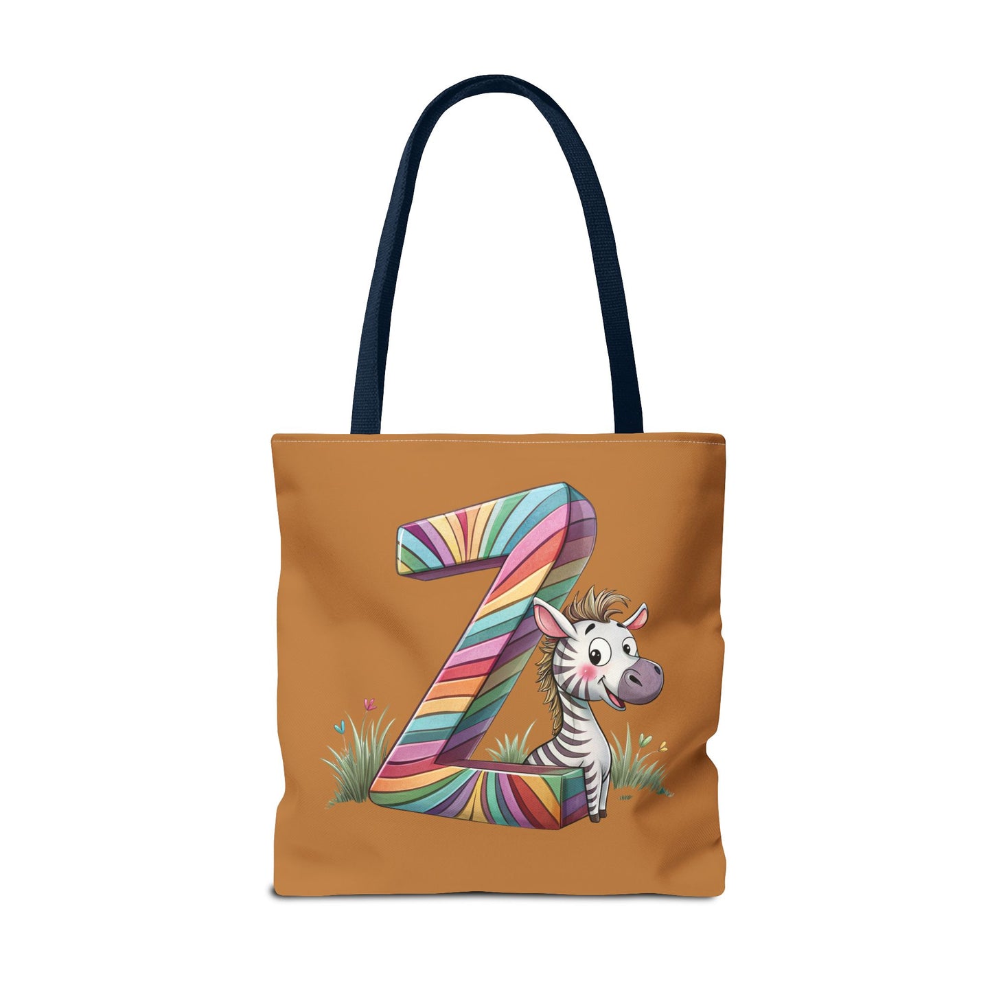 Colorful Zebra Initial Tote Bag, Kids' Backpack, Fun Reusable Shopping Bag, Cute Gift for Animal Lovers, Eco-Friendly, Alphabet Design