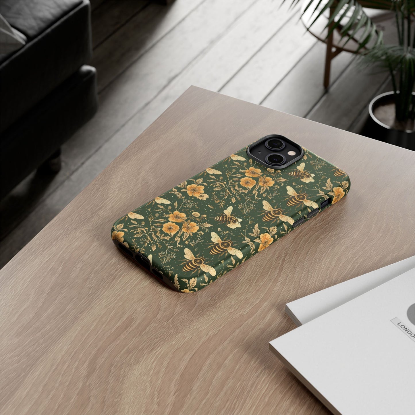 Nature-Inspired Phone Case, Tough Cases for Nature Lovers, Floral Bee Design, Eco-Friendly Gift, Summer Vibes, Trendy Phone Accessory,
