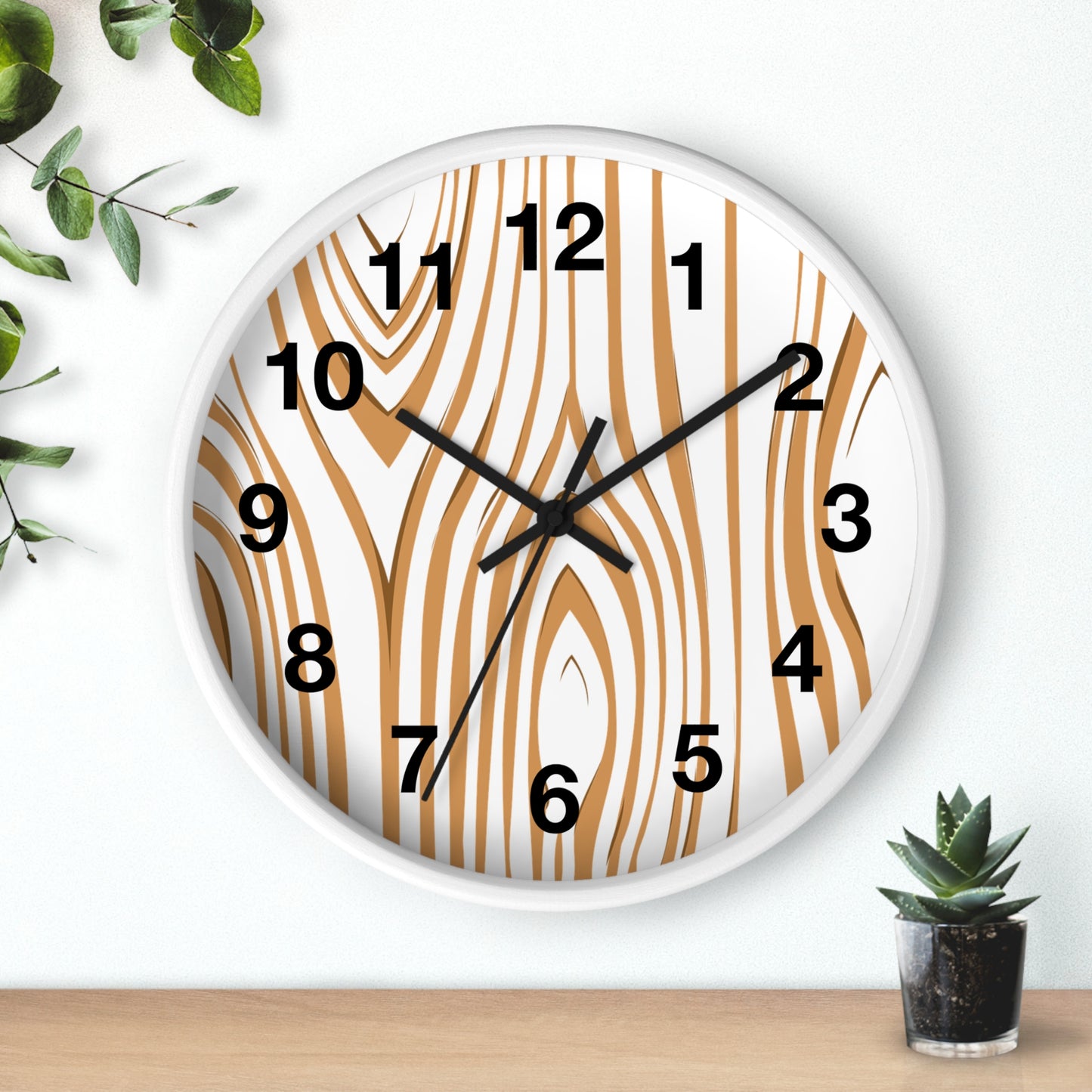 Rustic Wood Grain Wall Clock, Home Decor Clock, Modern Timepiece, Gift for Her, Unique Wall Art, Kitchen Clock, Natural Style Decoration