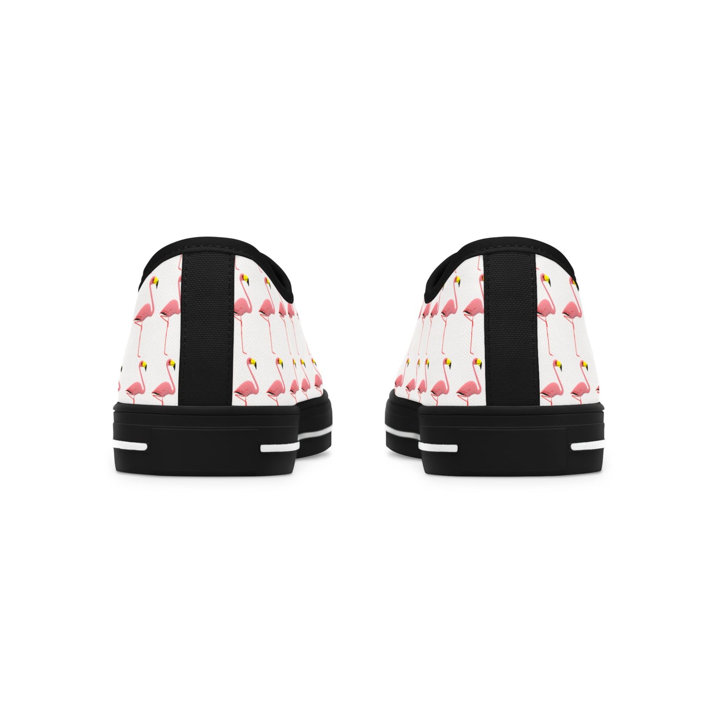 Low Top Sneakers — Pink Flamingo Pattern Casual Canvas Shoes