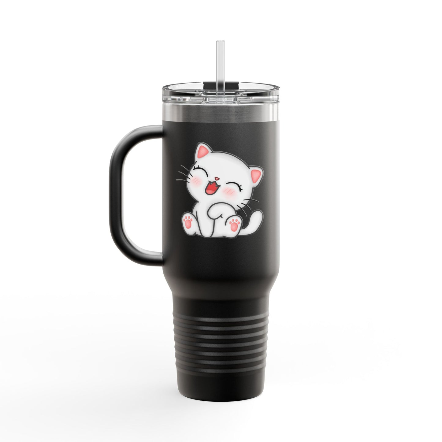 Cute Cat Insulated Travel Mug, 40oz | Funny Coffee Mug for Cat Lovers, Animal Lover Gift, Travel Tumbler, Pet Themed Drinkware