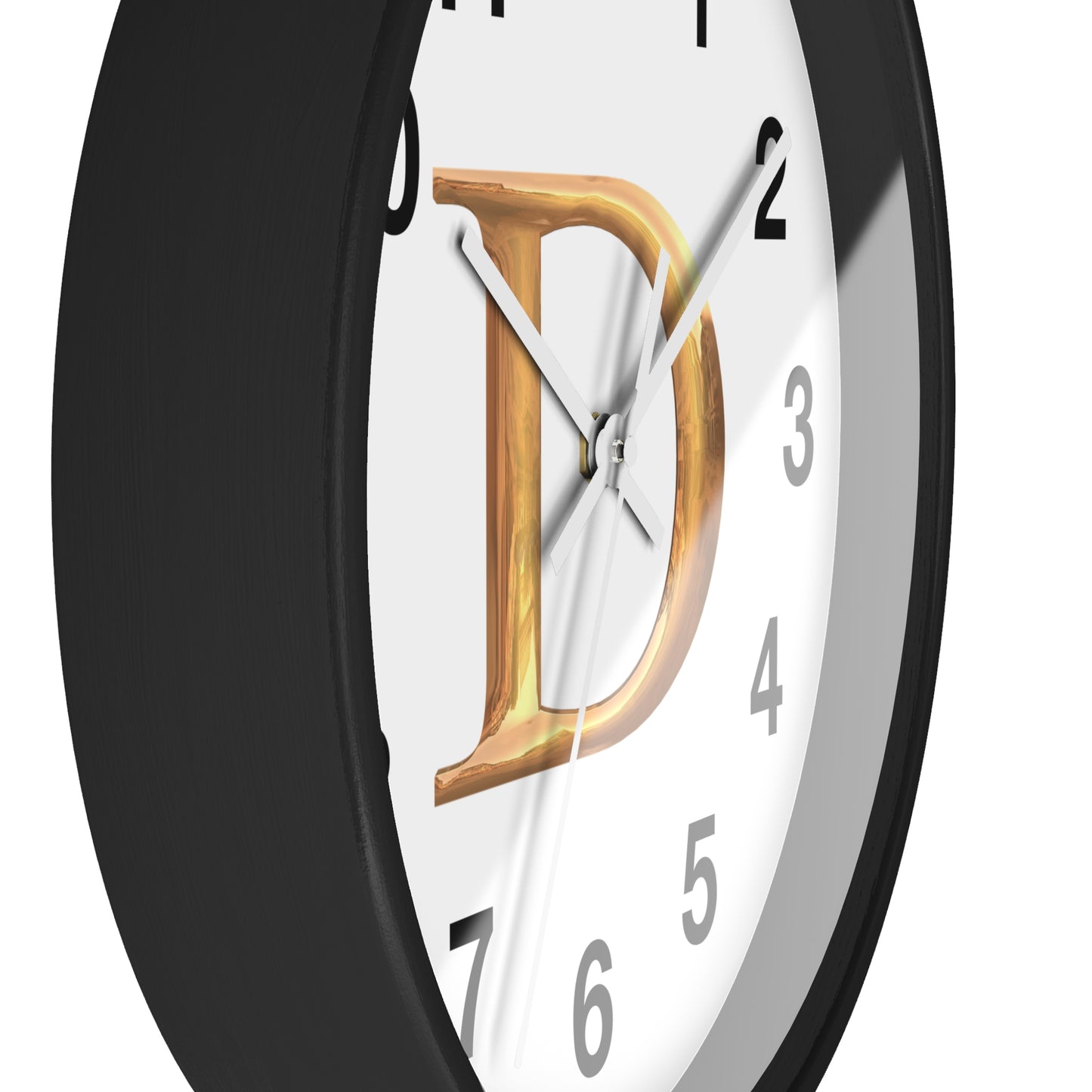 Elegant Initial D Wall Clock, Personalized Home Decor, Modern Timepiece, Gift for Her, Study Room Wall Art, Unique Design