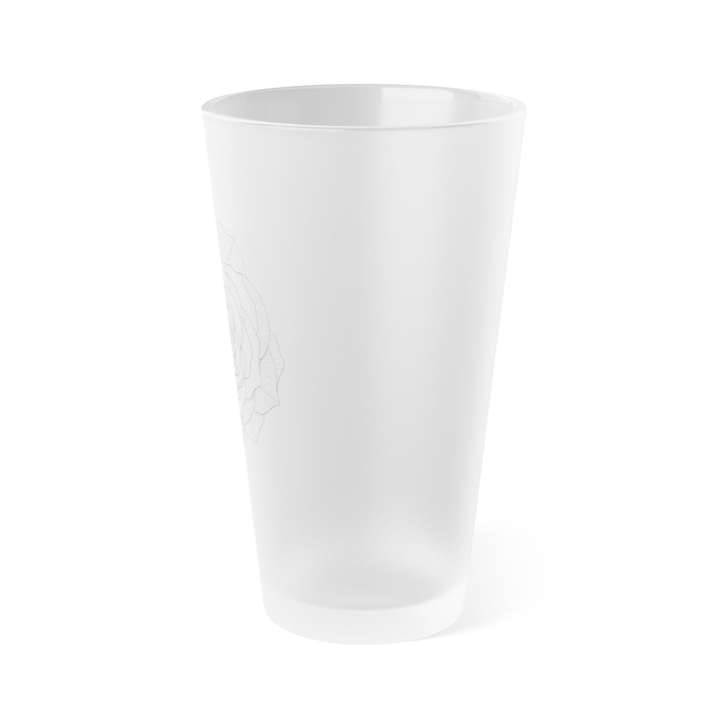 Frosted Pint Glass with Elegant Rose Design, Perfect for Beer, Cocktails, or Soft Drinks, Ideal Gift for Home Bars, Weddings, Anniversaries