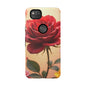 Floral Phone Case with Red Rose Design, Tough Phone Cover, Flower Print, Gift for Her, Stylish Accessory, Floral Aesthetic