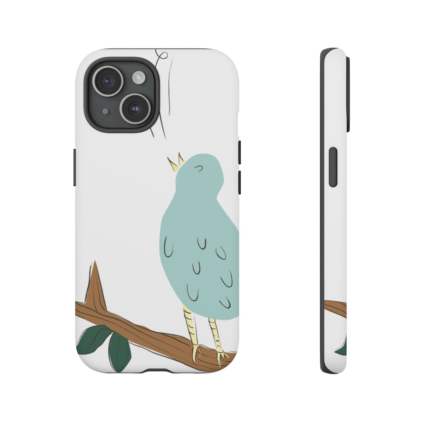 Birdsong Phone Case — Cute Blue Bird on Branch Protective Case