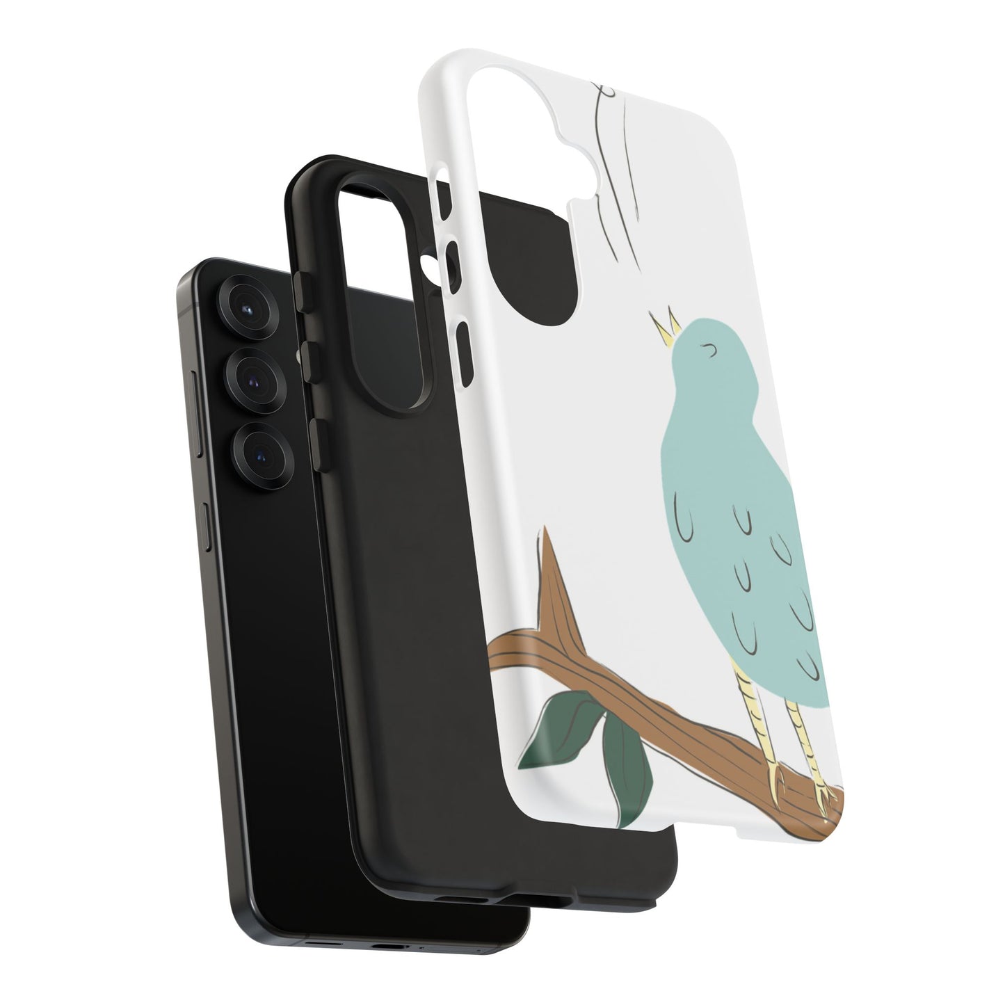 Birdsong Phone Case — Cute Blue Bird on Branch Protective Case