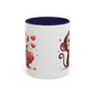 Cute Monkey Love Coffee Mug, Valentine's Gift, Animal Lover's Mug, Heartfelt Coffee Cup, Fun Kitchen Decor