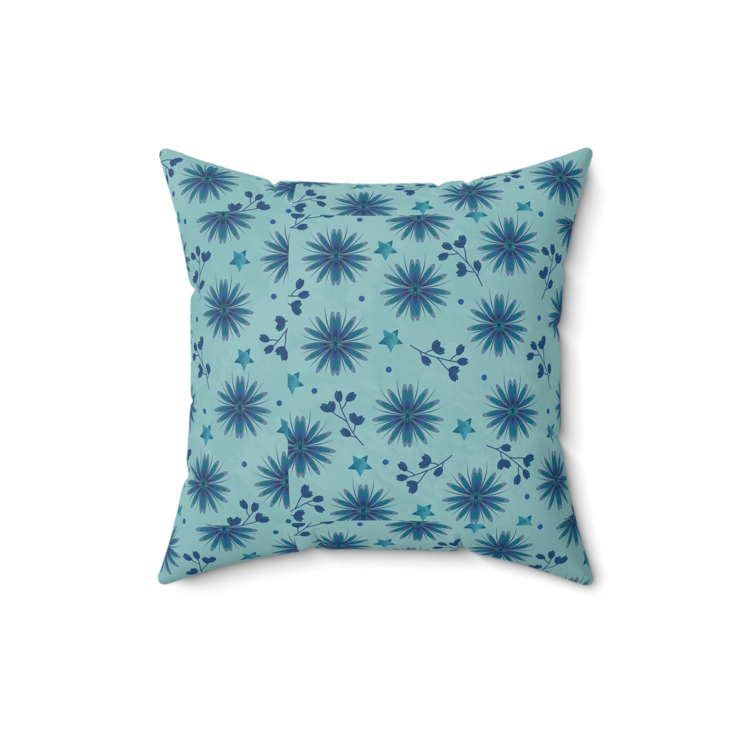 Blue Floral Decorative Pillow, Cozy Couch Accent, Home Decor, Gift for Her, Boho Throw Pillow