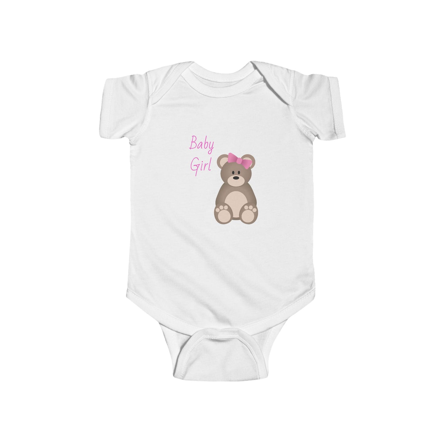 Cute Baby Girl Bodysuit with Bear Design, Infant Clothing, Newborn Outfit, Baby Shower Gift, Cute Infant Apparel, Adorable Baby Wear