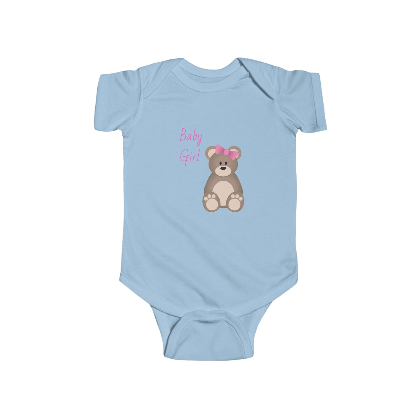 Cute Baby Girl Bodysuit with Bear Design, Infant Clothing, Newborn Outfit, Baby Shower Gift, Cute Infant Apparel, Adorable Baby Wear