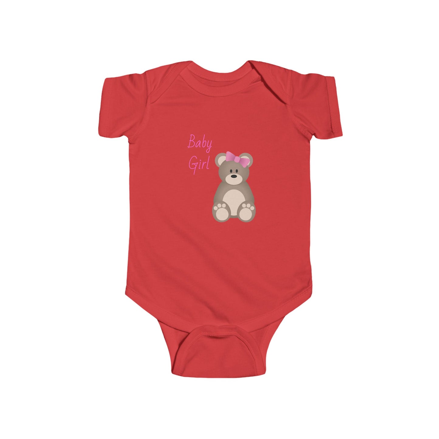 Cute Baby Girl Bodysuit with Bear Design, Infant Clothing, Newborn Outfit, Baby Shower Gift, Cute Infant Apparel, Adorable Baby Wear