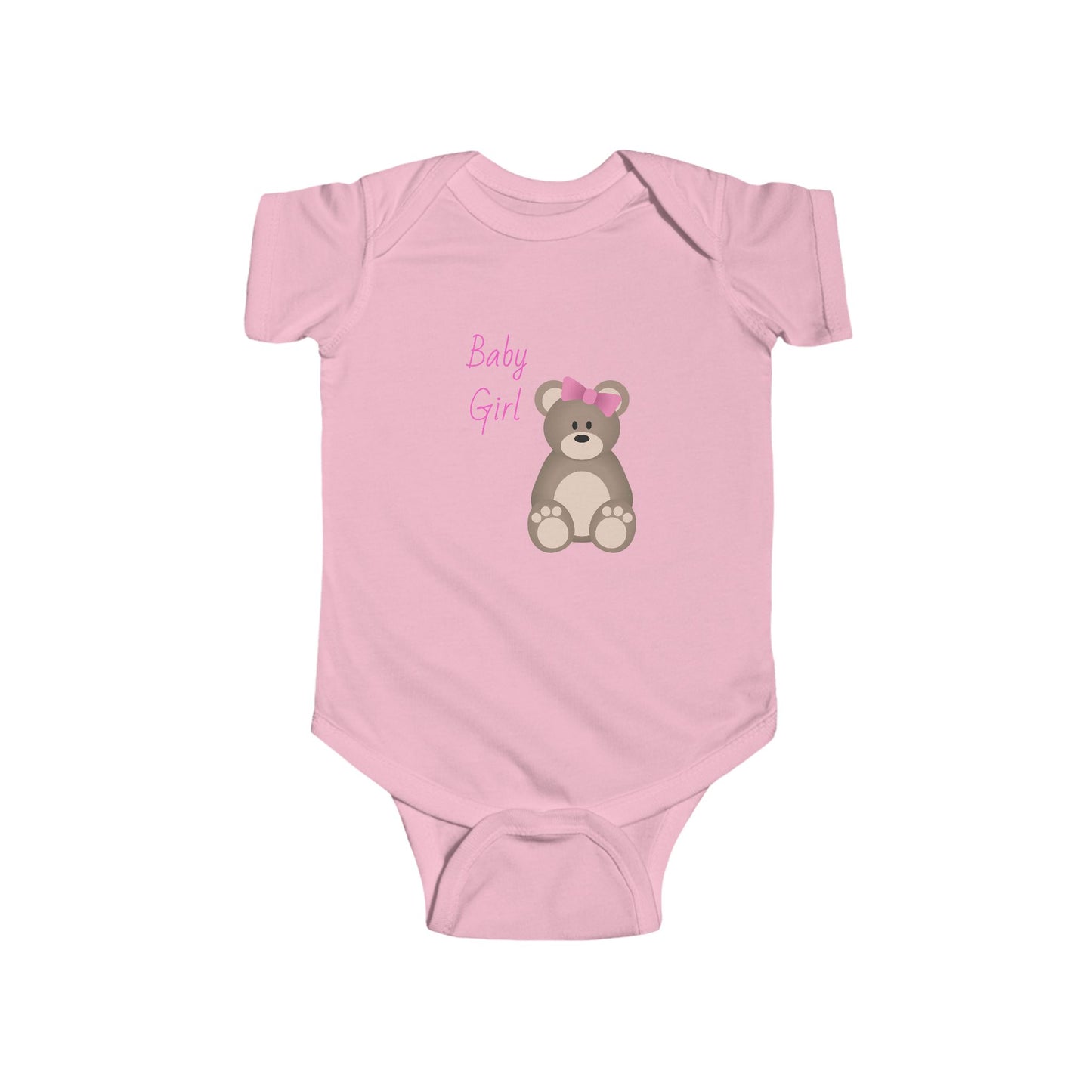 Cute Baby Girl Bodysuit with Bear Design, Infant Clothing, Newborn Outfit, Baby Shower Gift, Cute Infant Apparel, Adorable Baby Wear