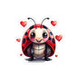 Cute Ladybug Sticker — Lovable Cartoon Kiss-Cut Decal with Hearts