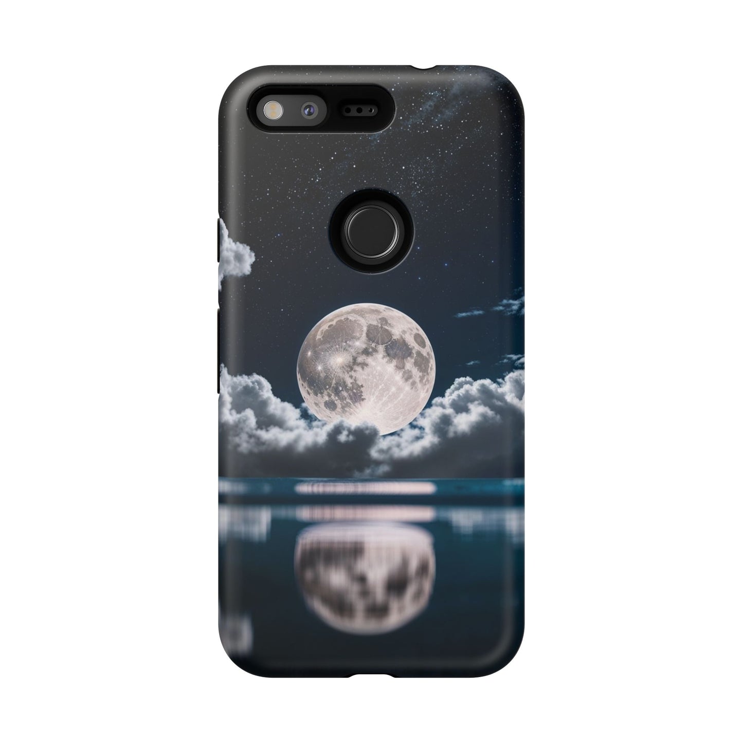 Moonlit Reflection Phone Case — Night Sky Moon & Clouds Tough Case