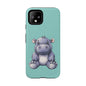 Cute Hippo Phone Case, Tough Phone Cover, Fun Animal Case, Gift for Kids, Cute Decor, Birthday Present