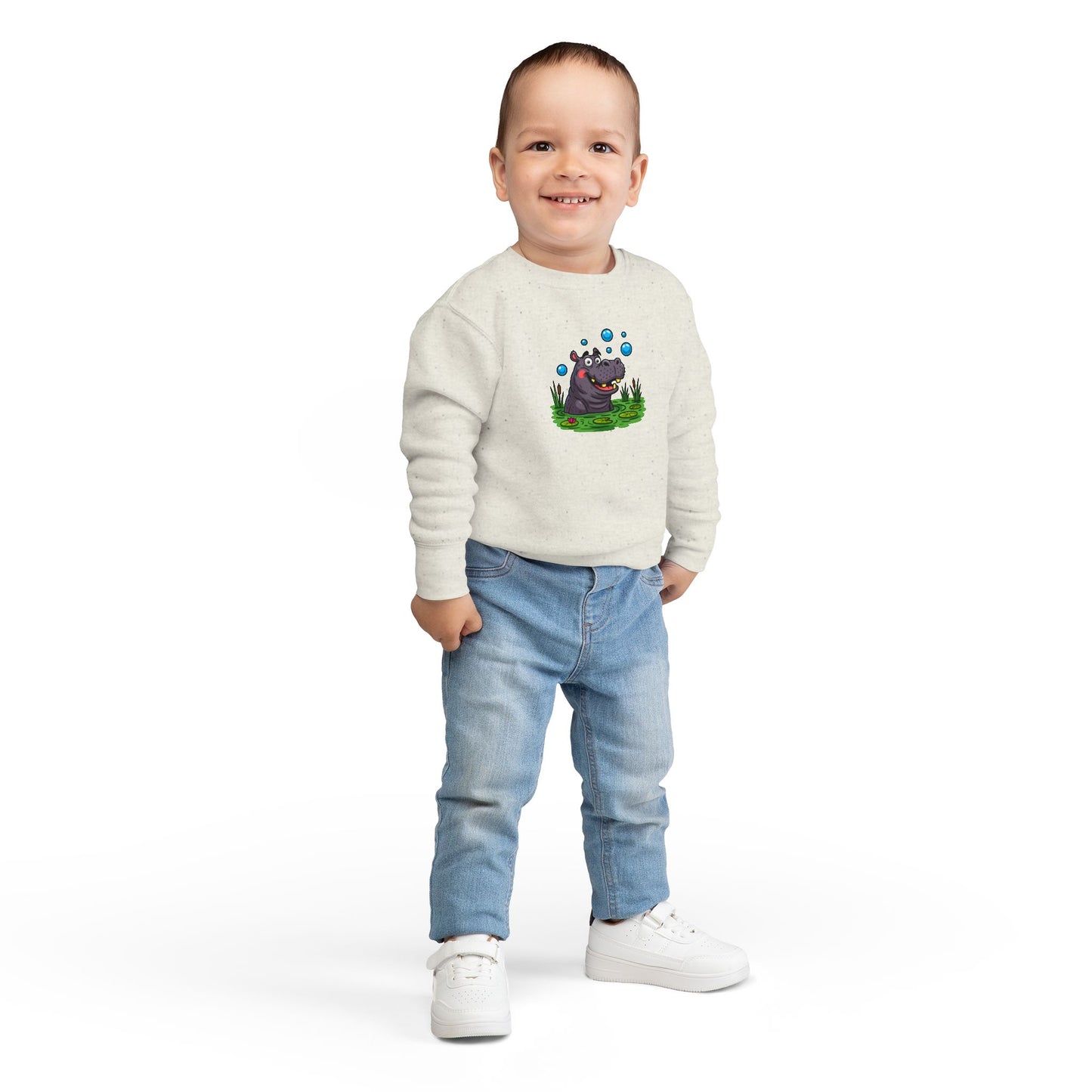 Toddler Hippo Sweatshirt, Cute Animal Apparel, Kids' Gift Idea, Birthday Present, Playful Toddler Clothes, Animal Lover Sweatshirt