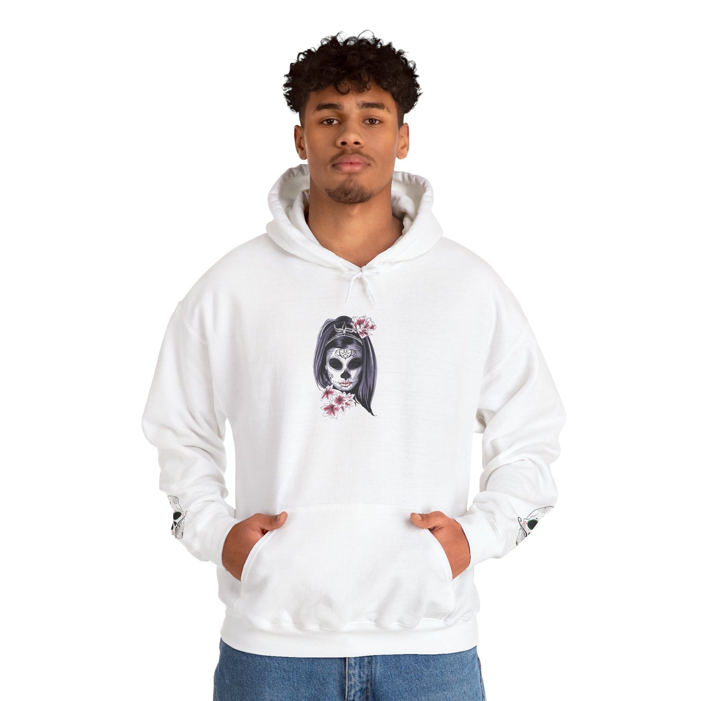Day of the Dead Hoodie | Unisex Heavy Blend Sweatshirt, Skull Art, Mexican Holiday Apparel, Halloween Costume, Festival Gear
