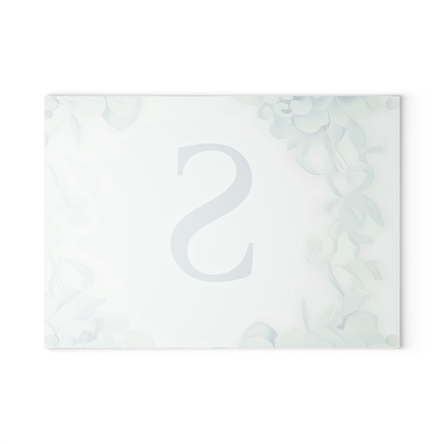 Personalized Floral Initial Glass Cutting Board, Kitchen Decor, Wedding Gift, Housewarming, Culinary Gift, Custom Kitchenware