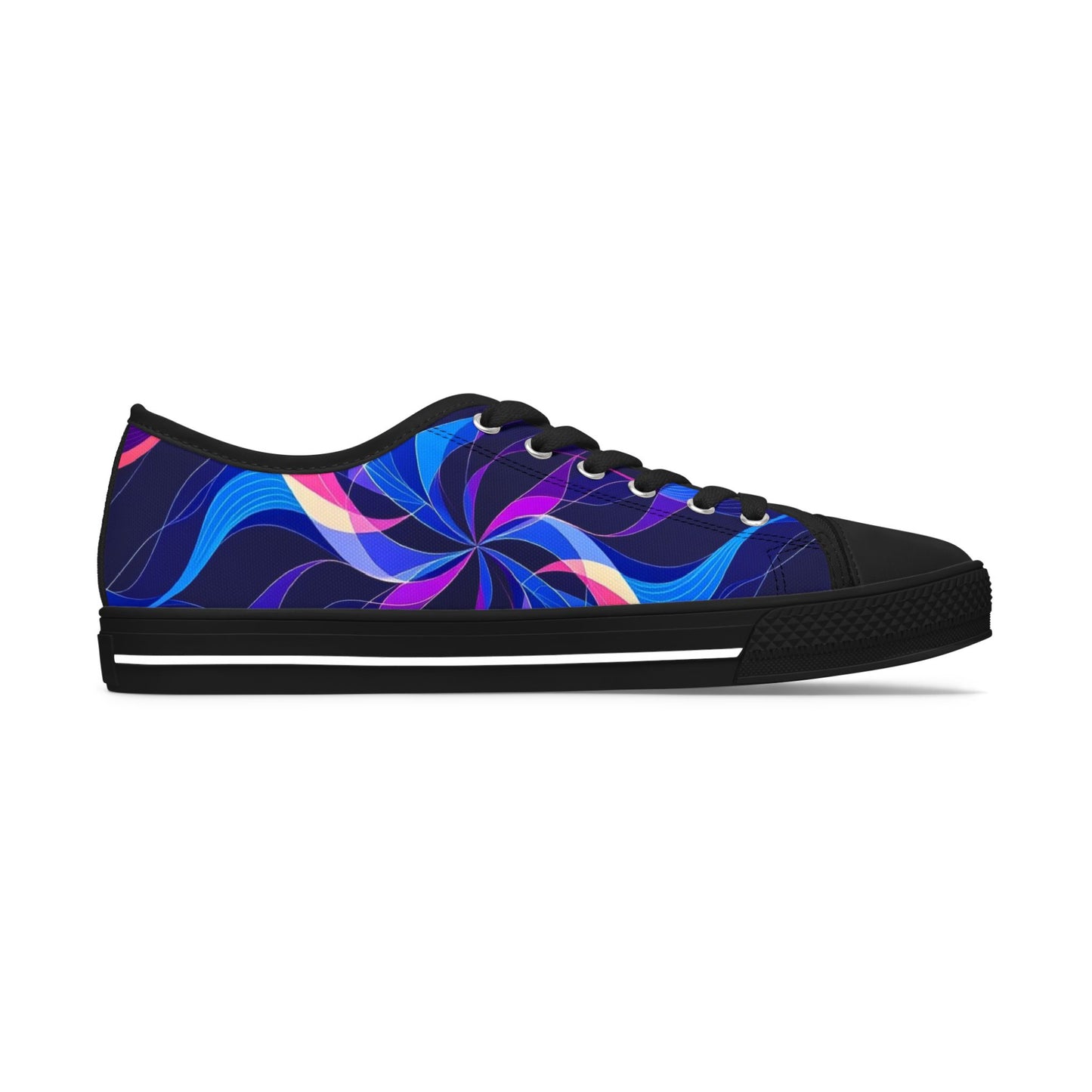 Women's Low Top Sneakers — Blue Purple Swirl Graphic Casual Shoes