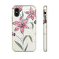 Floral Phone Case with Elegant Pink Lilies, Cute Floral Accessories, Phone Protection, Gift for Her, Stylish Cell Phone Cover
