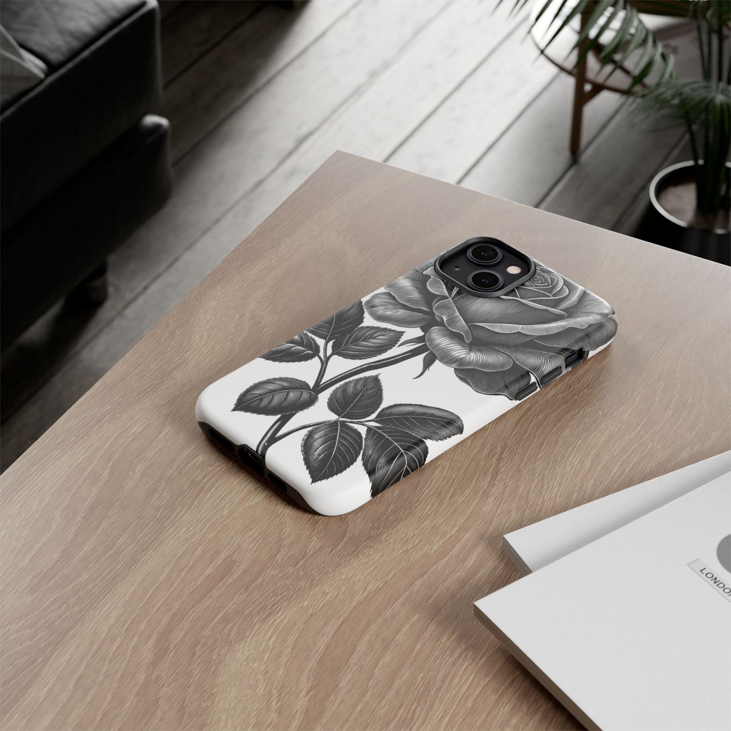 Elegant Floral Phone Case - Tough Cases, Black Rose Design, Floral Phone Cover, Stylish Phone Accessory, Gift for Her, Mother's Day