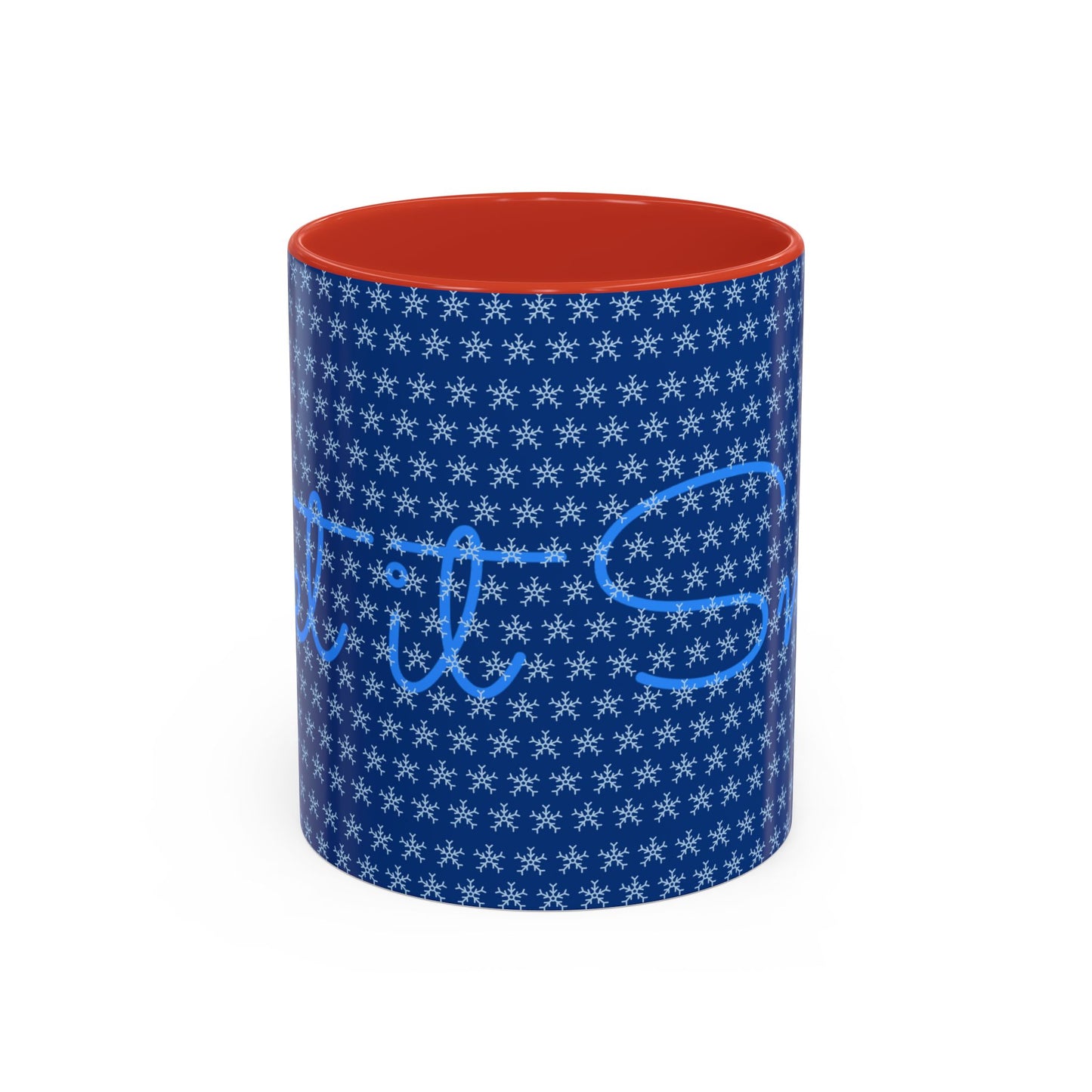 Snowy Night Accent Coffee Mug - Cozy Winter Drinkware, Seasonal Gifts, Holiday Décor, Comfortable Sipping, Blue Design