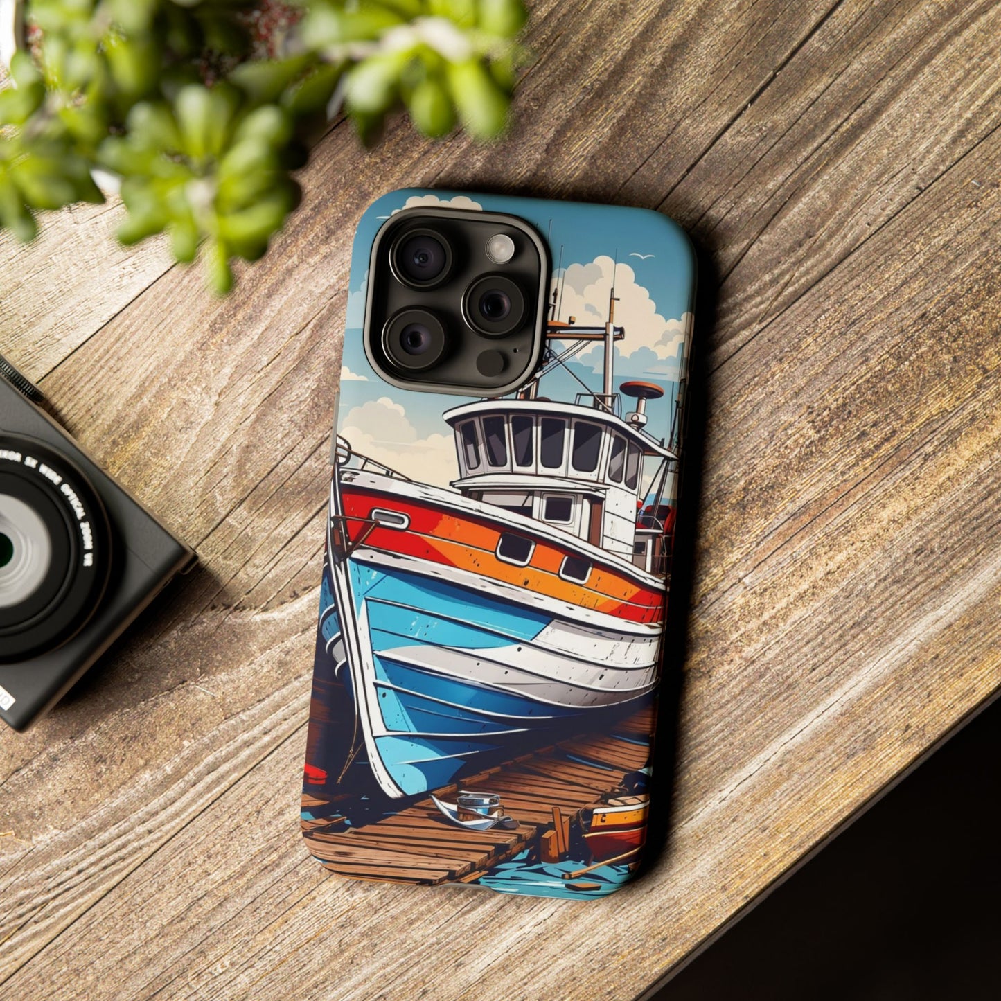 Colorful Fishing Boat Phone Case | Nautical Gift, Marine Design, Coastal Aesthetic, Summer Vibes, Sea Lover's Accessory
