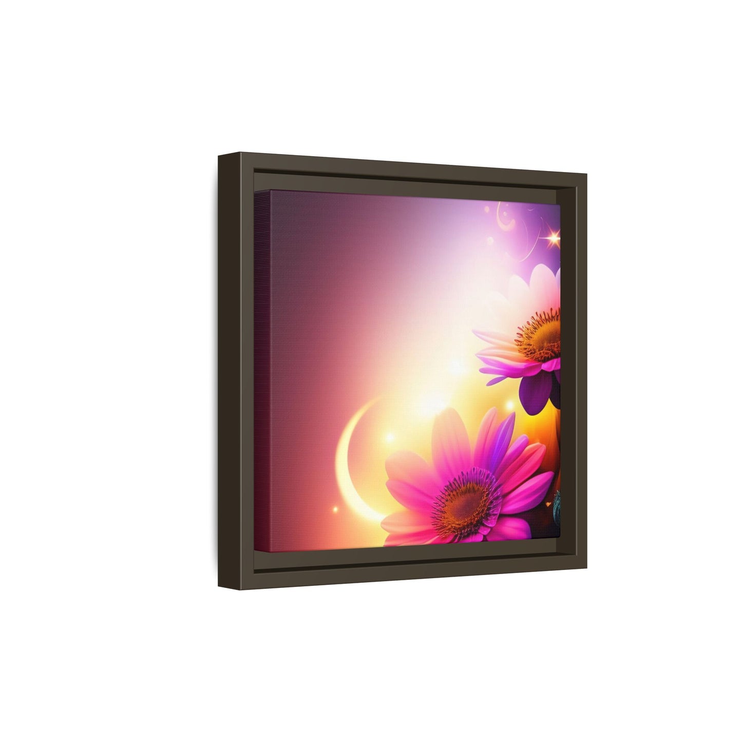 Framed Floral Canvas Art — Pink Daisies Sunset Wall Print