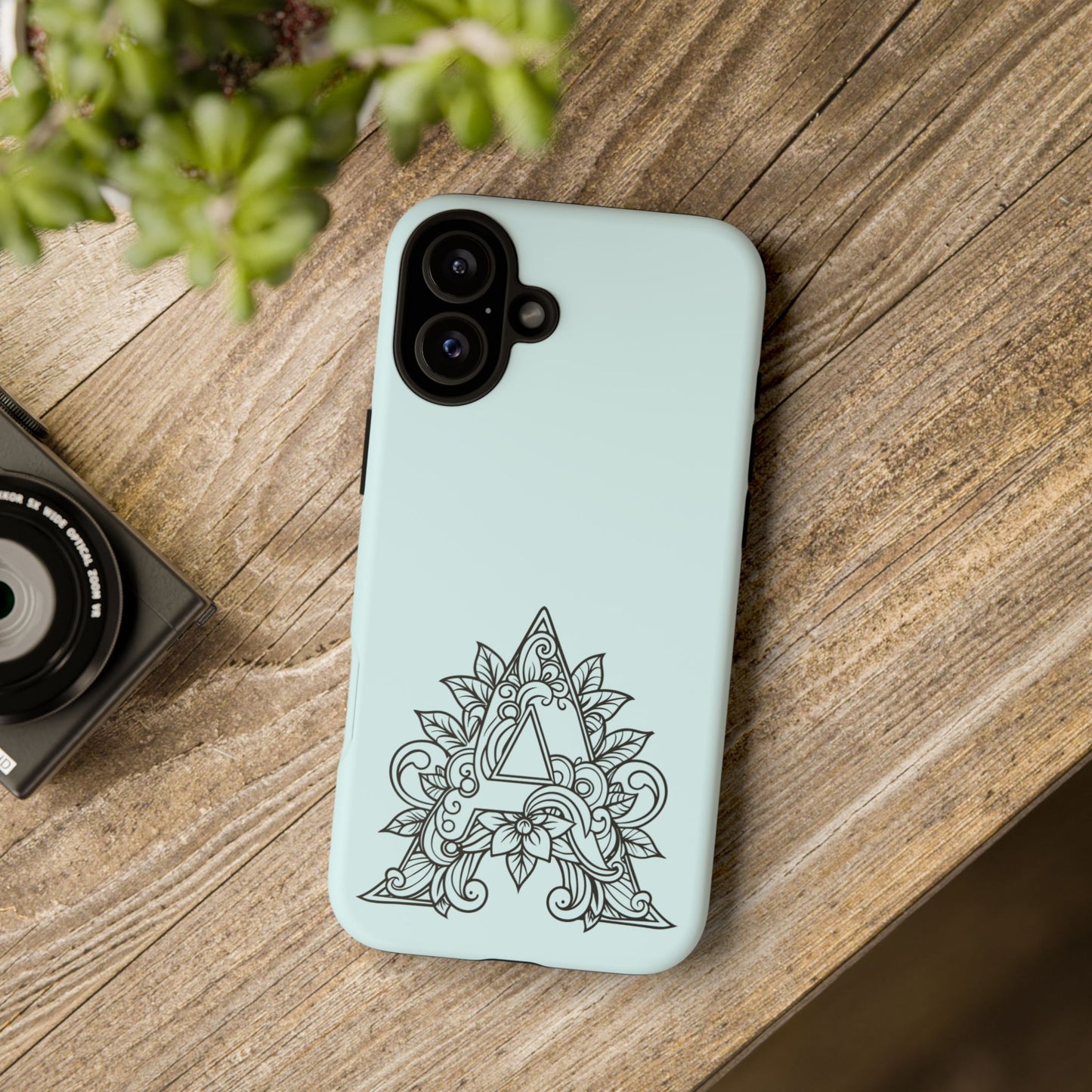 Personalized Tough Phone Case, Floral Monogram Cell Phone Cover, Custom Protective Case, Unique Gift, Birthday, Graduation