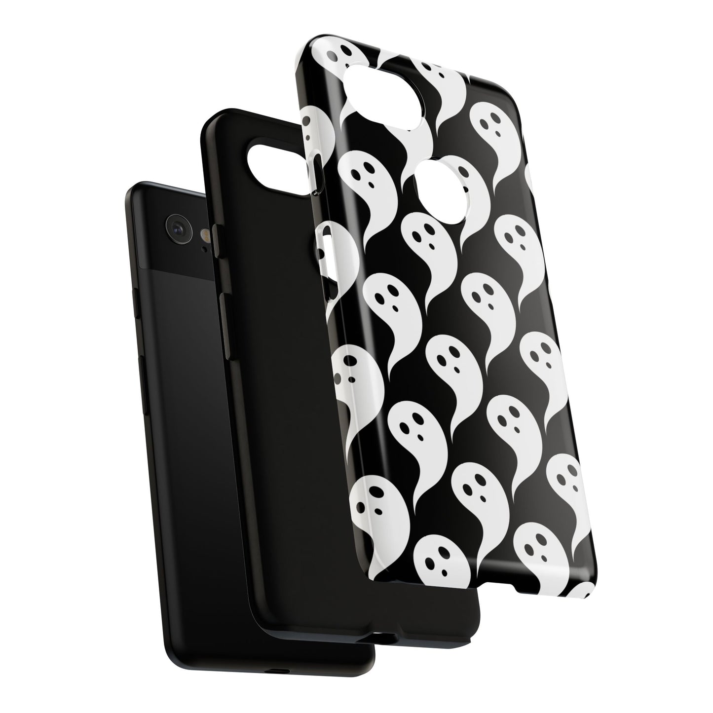 Ghost Pattern Phone Case, Cute Ghost Cell Phone Cover, Halloween Accessory, Spooky Gift, Black and White Phone Case