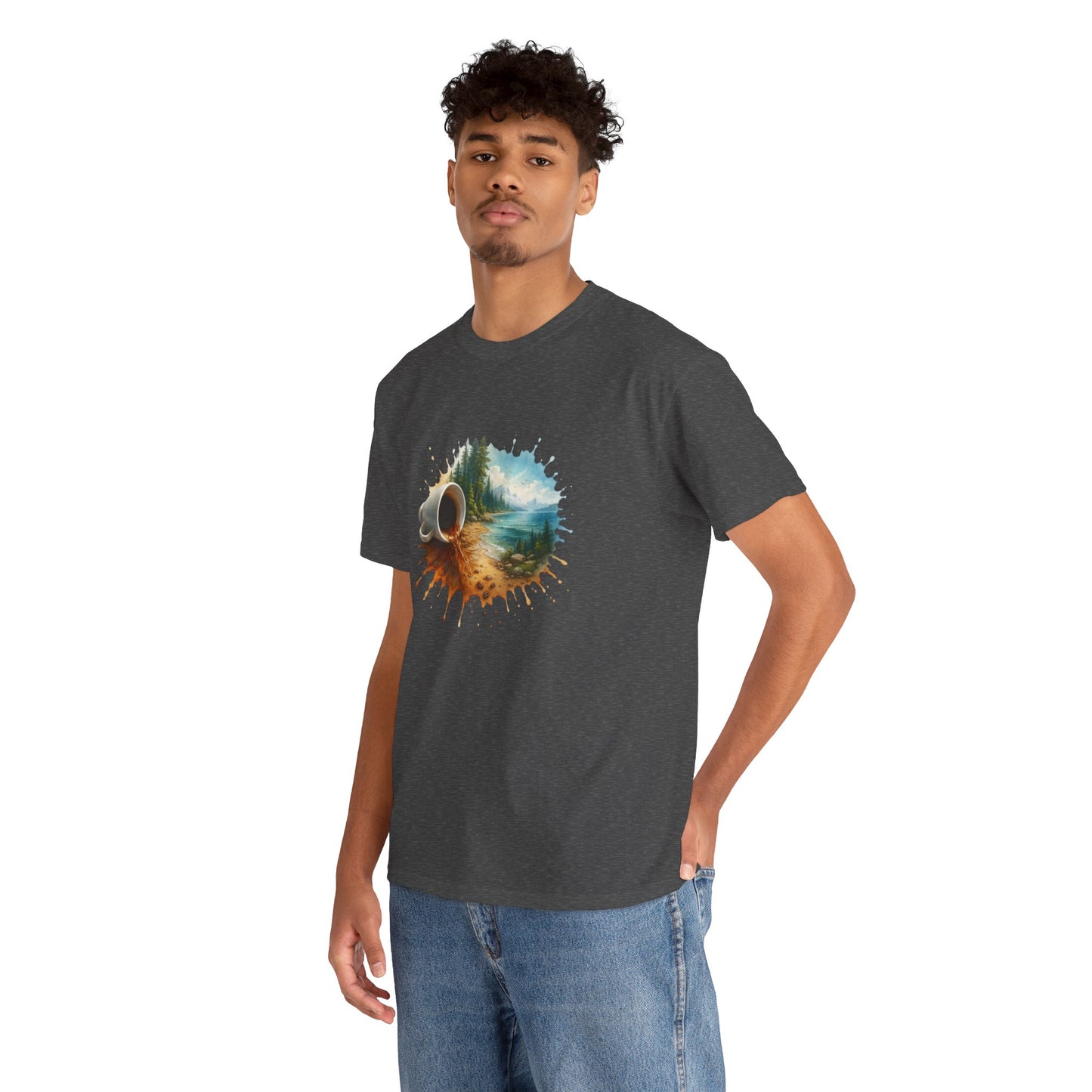Nature-Inspired Unisex Heavy Cotton Tee, Casual Outfit, Gift for Nature Lovers, Camping Apparel, Outdoor Adventure Shirt