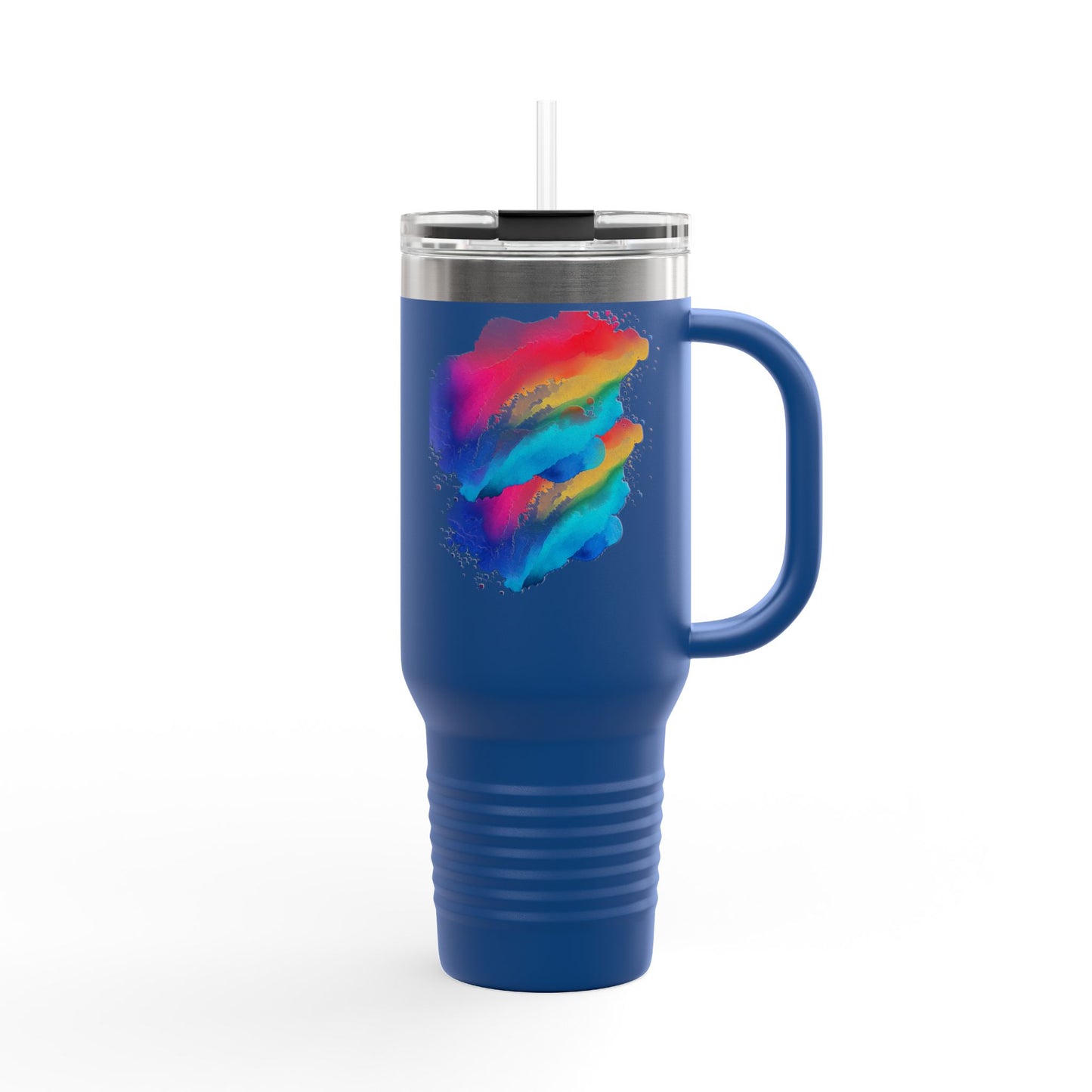 Vibrant Rainbow Insulated Travel Mug | 40oz Leakproof Drinkware for Road Trips, Gifts, Outdoor Adventures, Pride Events, Summer Outings