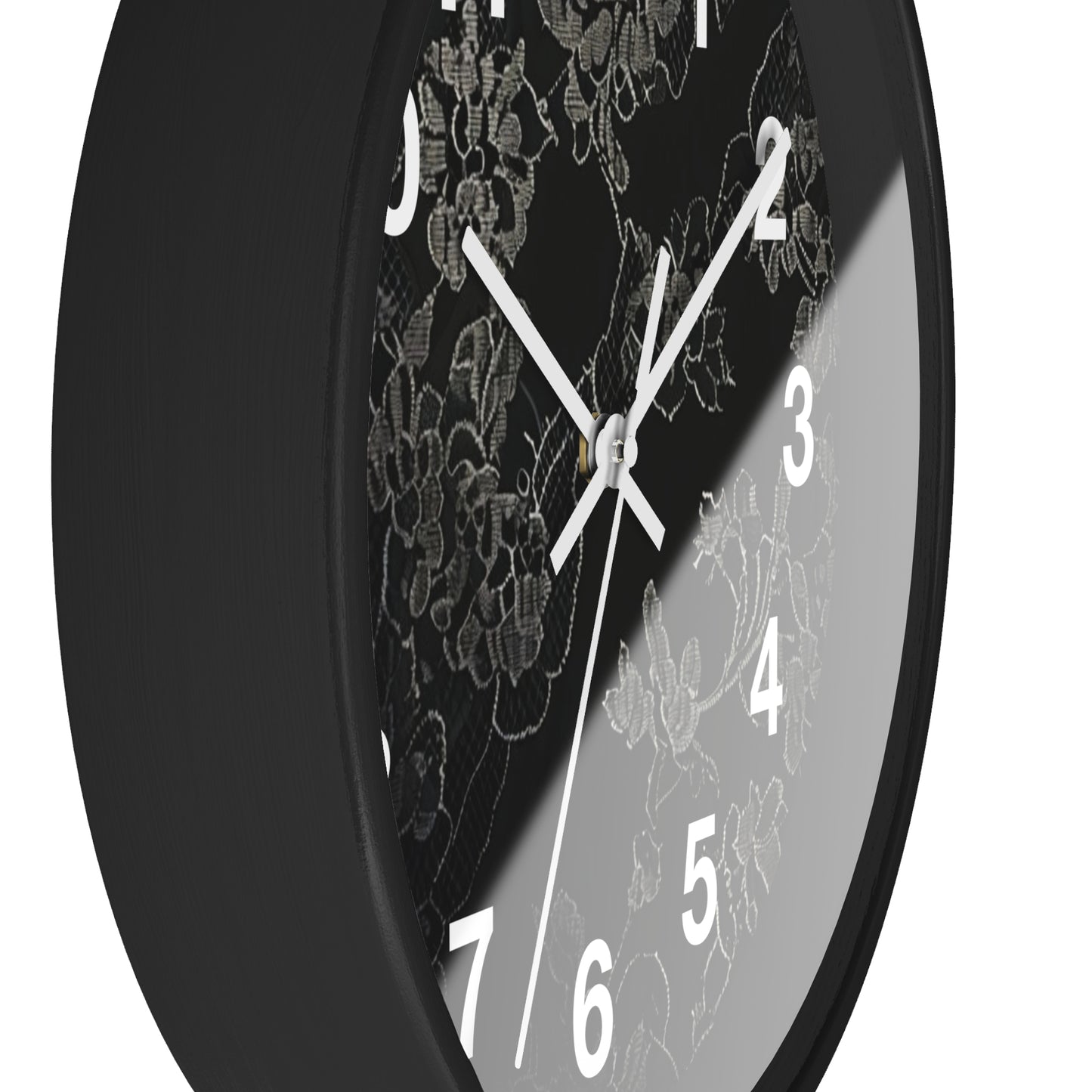 Floral Noir Wall Clock — Elegant Black Floral Decorative Clock