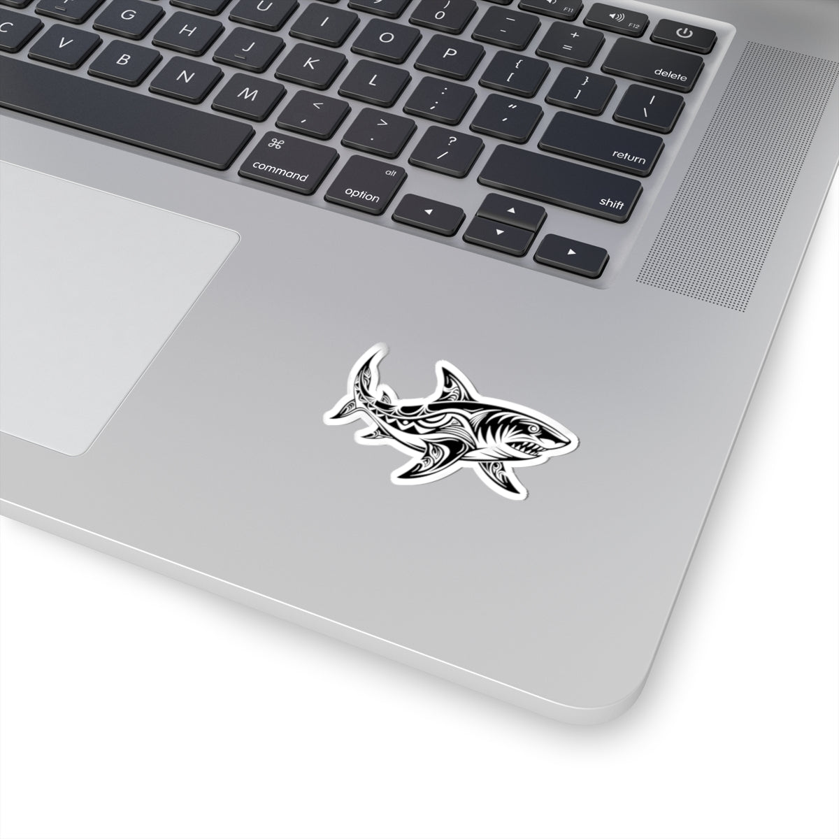 Tribal Shark Kiss-Cut Stickers – Bold Ocean-Inspired Decals for Laptops and More
