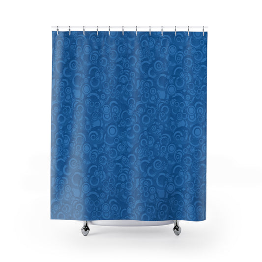 Vibrant Blue Pattern Shower Curtain, Modern Bathroom Decor, Home Essentials, Gift for Her, Trendy Bath Accessory