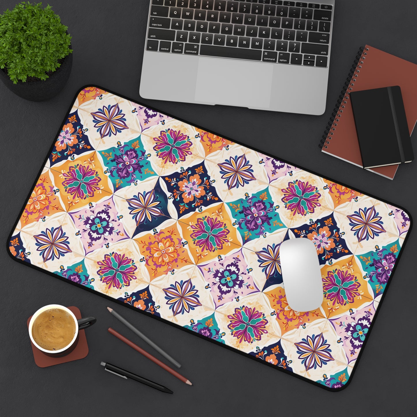 Colorful Geometric Desk Mat - Vibrant Office Decor