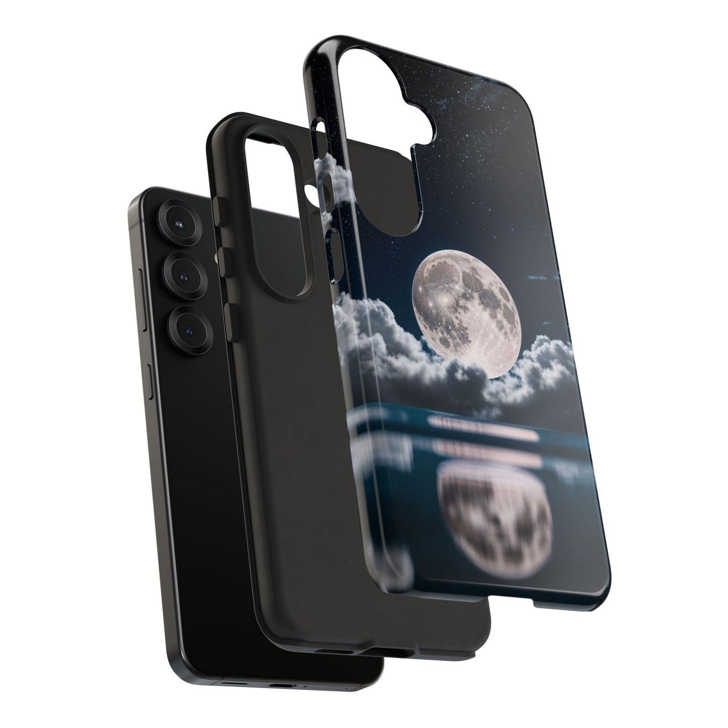 Moonlit Reflection Phone Case — Night Sky Moon & Clouds Tough Case