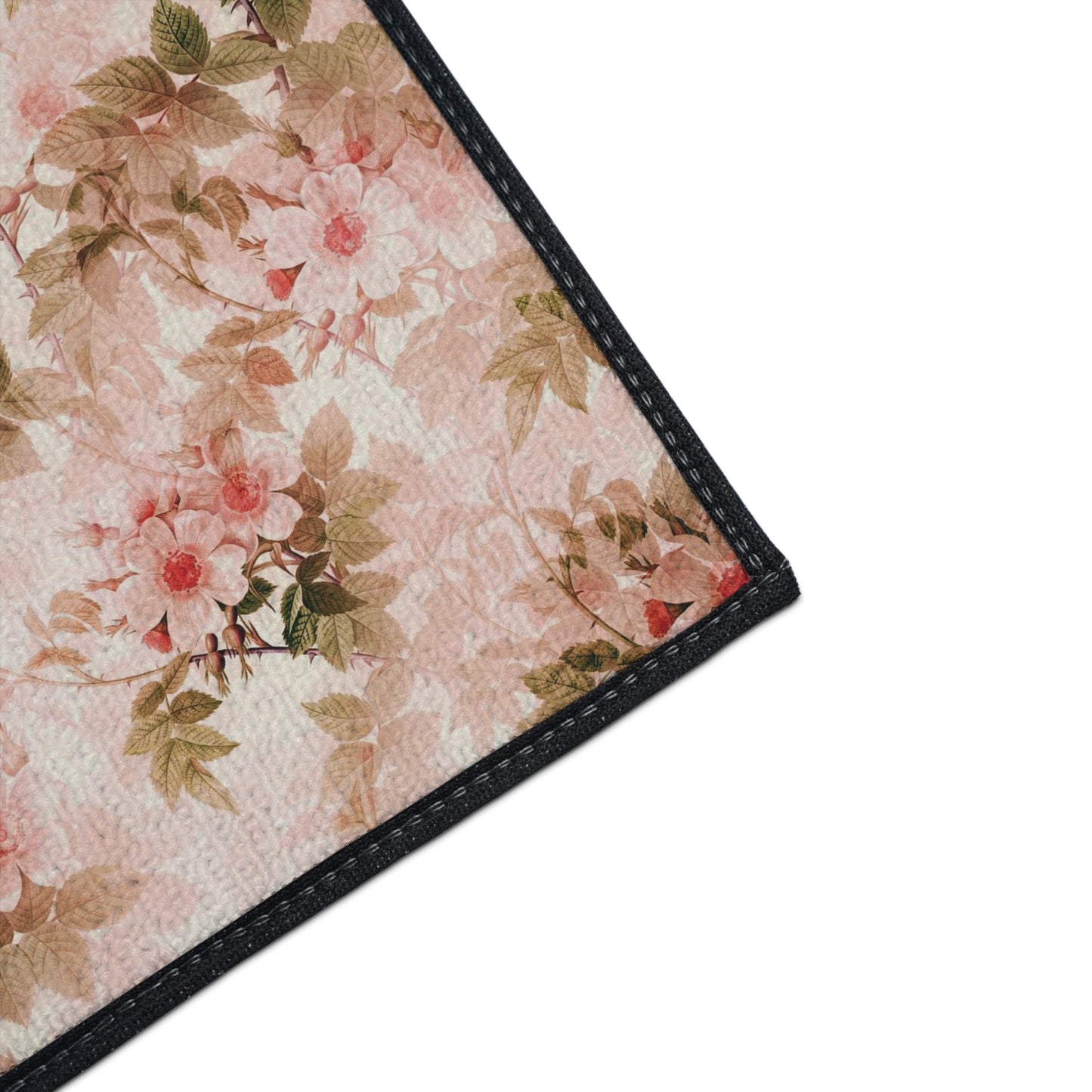Floral Vintage Heavy-Duty Floor Mat — Pink Rose Garden Rug