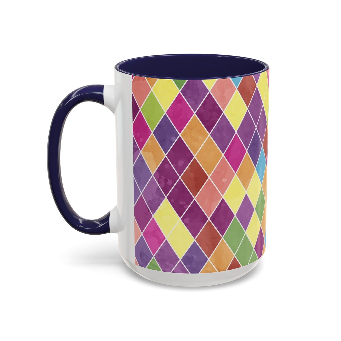 Colorful Diamond Pattern Coffee Mug, Coffee Lover Gift, Bright Kitchen Decor, Artistic Mug, Vibrant Drinkware